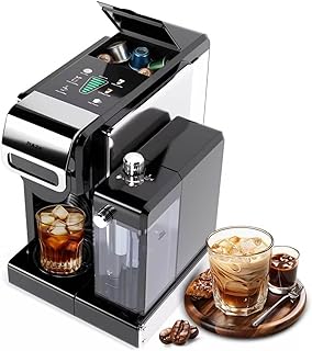 Espresso Machine with Integrated Automatic Milk Frother, capsule coffee maker for K*cup capsule/Ne*s Original/coffee powder, One Touch Latte & Cappuccino