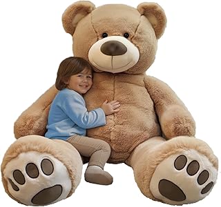 Anico 59" Tall (5 Foot) Giant Plush Bear, Stuffed Animal, Beige Teddy Bear with Smiling Face. Premium Stuffed Toy Teddy Bear, Perfect for Girlfriend, Kids, Valentine's Day, Christmas!