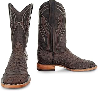 Men's Out of the Wild Ostrich Print Cowboy Boots, Exotic Print Men's Cowboy Boots, Western Boots For Men H50031