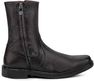 Men's Dress Boot in Genuine Deer Leather Dark Brown G03VNTS