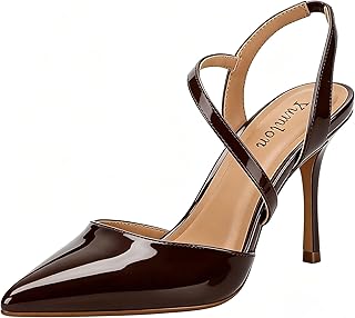 Closed Toe Slingback Heels Wedding High Stiletto Heel for Women 3.3 Inch Ankle Strap Pointed Toe Pumps Prom Dress Bride Shoes for Dinner Party Sexy