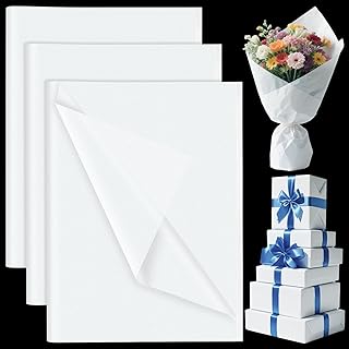 60 Sheets White Tissue Paper Bulk, PLULON Gift Wrapping Tissue Paper for Packaging 14 x 20 Inch Art Crafts for Gift Bags Decorative Floral Wedding Birthday Party Decor