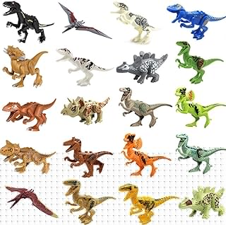 Compatible Dinosaurs Mini Figures for Jurassic World Building Blocks Toys (Set of 20 Pieces) with Moving Parts. T Rex, Dragon Sword, Pterodactyl, Tyrannical Dragon, Stygimoloch et al.