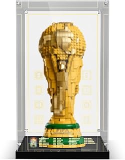 Acrylic Display Case for Lego 43020 FIFA World Cup Trophy Building Set, Dustproof Showcase Box with LED Lighting & Metal Screw Structure (Only Case - Model Not Included)