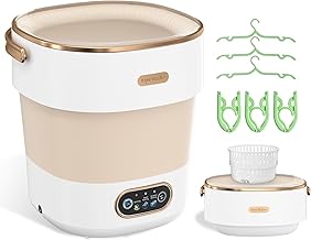 Portable Washing Machine, Folding 20L Mini Washer and Spin-Dryer,3 Cleaning Modes Small Compact Laundry Machine of Underwear, Baby Clothes, for Apartments, Dormitories, RV, Travel, (Khaki)