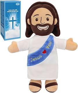 Yelakey Jesus Plush 11.8" Stuffed Doll Soft Religious Plushie for Kids Christian Toy for Easter Christmas Baptism (Blue)