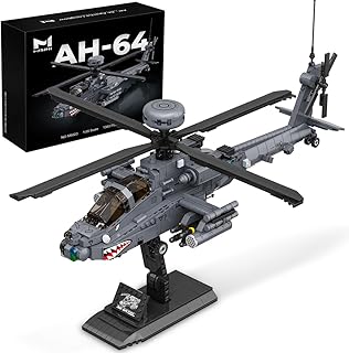 M8023 AH-64 Apache Longbow Attack Helicopter Building Blocks Set, 1383 Pieces of Military Army Armed Helicopter Building Block Kit, 1:35 Scale, Adult Collection Display Toy Gift Model Airplane