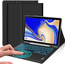 Touchpad Galaxy Tab S4 10.5 2018 Model SM-T830/T835/T837 Keyboard Case, 7 Color Backlight Detachable Keyboard Multi-Angles Stand Protective Cover with S Pen Holder for Galaxy Tab S4 10.5", Black
