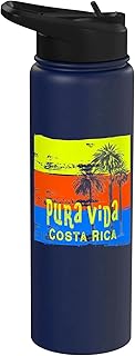 Costa Rica Pura Vida Retro with Palm Trees Stainless Steel Insulated Water Bottle