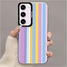 Branwen for Samsung Galaxy S23 Case 6.1 inch Pastel Rainbow Stripes, Acrylic Hard Shell Soft Edge, Vibrant Minimalist Style, Trendsetters, New Year's Eve