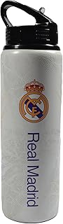 Officially Licensed Real Madrid CF Aluminium Bottle - 750ml, Integrated Folding Straw, Leakproof, Lightweight, Great Football Gift Idea