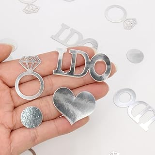 Wedding Confetti for Wedding Shower Decorations, Bridal Shower Confetti for Bridal Shower Decor, 160PC Silver I DO Table Scatter for Engagement Table Decorations