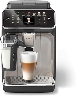 4400 Series Fully Automatic Espresso Machine – 12 Hot & Iced Coffees, Quick-to-Clean LatteGo Milk System, SilentBrew, QuickStart, Ceramic Grinder, Black Chrome (EP4447/90)