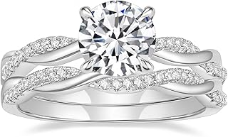 1.5ct Engagement Rings for Women Round Bridal Ring Sets Cubic Zirconia Wedding Band Twisting Infinity Pave Set Size 3-12