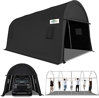 COBIZI Carport 12x20 Heavy Duty Storage Shelter Shed Portable Garage with All-Steel Metal Frame & Vents, Round Style Outdoor Storage Shed for Car, Truck, Boat, Waterproof Carport Canopy Anti-Snow