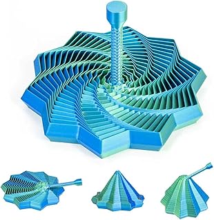 3D Printed Expanded Sensory Fidget Star,Transformable Stress Relief Finger Toy with Reinforced Handle,for Office desks as a Stress-Relief Gifts,ADHD & Stress Relief (Blue-Green)