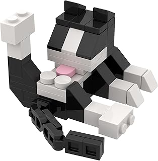 MOC Licking Butt Cat Building Block Set, Compatible with Lego 853792 Accessory, Black, Calico, Siamese Cow Cat, Funny Gift for Animal Lovers, Cat Lover for Adults (Cow)