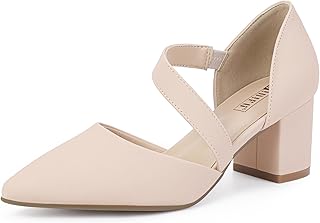 IN2 Women's Pumps Closed Toe Strappy Heels Low Block Chunky Heels Dressy Wedding Bride Prom Business Dress Shoes for Women Comfortable Formal Pointed Toe Short Heels