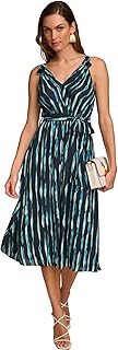 NEW YORK Womens Belted A-line Dress, Multicoloured, 2