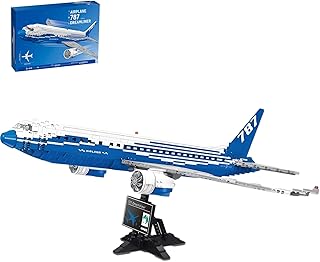 Boeing 787 Airliner Building Block Set 1353 Pcs Large Passenger Plane Model Kit with Display Stand Commercial Aircraft Building Bricks Aviation Collection Desktop Decor Gift for Adults Teens