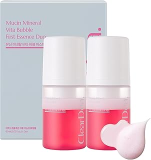 Mucin Mineral Vita Bubble First Essence Duo with Micro-Bubble Formula and 2-in-1 Toner Serum, K Beauty for Glass Skin, 4.06 Fl Oz (2.03 Fl Oz x 2ea) – Hydrating Firming, Valentine's Gifts