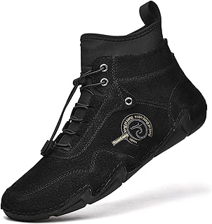 Men's Handmade Suede Casual Chukka Boots Adjustable Waterproof Non-Slip Outdoor High Top Boots Slip-on Walking Driving Beck Shoes