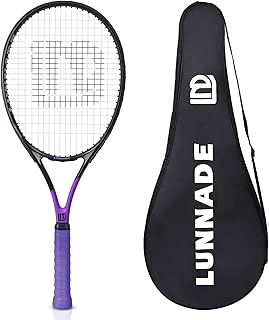 Adults Tennis Racket 27 Inch, Shockproof Carbon Fiber Tennis Racquet Light-Weight, Pre-Strung and Regrip, Suitable for Beginners to Intermediate Players
