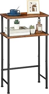 HOOBRO Narrow Console Table for Small Space, 15.7" Entryway Table with Storage, Sofa Table with 2 Shelves, Skinny Console Table for Entryway, Hallway, Living Room, Rustic Brown and Black BF40XG01