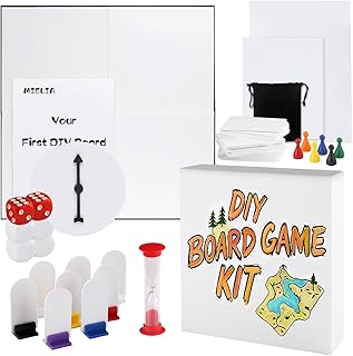 MIELIA Create Your Own Board Game Set - DIY Kit with Double-Sided Blank Game Board, Game Pieces, Blank Cards, Dice, Spinner & Sand Timer| The Perfect Creative Gift