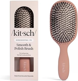 Kitsch Smooth & Polish Brush – Dual Bristle Detangler Brush, Shine & Frizz Control – Vegan Boar & Nylon Hair Brush with Cushioned Pad for Scalp Massage – Hair Care Tool for All Hair Types - Terracotta