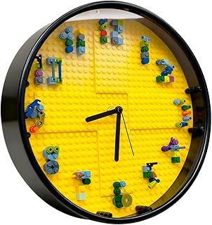 Kids' Creative STEM Educational Building Block Toy, Building Block Display Case, Fun Assembly Toy for Boys Aged 7 8, DIY Building Block Wall Clock, Craft Kit Set ，Birthday Gift for Kids Aged 9 10 12
