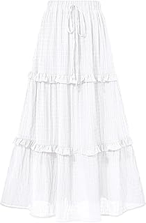 Women's Long Summer Skirt 2026 Elegant High Waist Cocktail Party Wedding Guest Dress Flared A-Line Midi Skirts