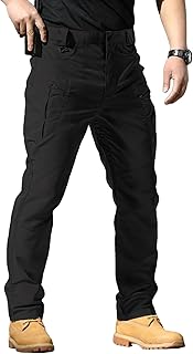 Men's Stretch Tactical Pants Lightweight Hiking Cargo Pants Water Resistant Multi Pocket Casual Outdoor Work Pants (No Belt)