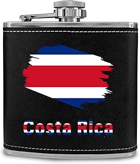 funny text Costa Rica flag Hip Flask Portable Stainless Steel Wine Flask Drink Alcohol Bottle 6 oz Party outdoor Camping Durable Leather Covered