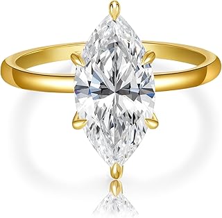 3.5CT Marquise Cut Engagement Ring for Women, Wedding Promise Cubic Zirconia Band, 14K Gold/White Gold Plated Simulated Diamond Rings Size 5-9