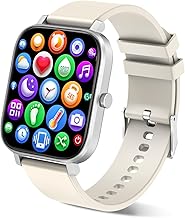 Smart Watch for Men Women Compatible with iPhone Samsung Android Phone 1.69 inch Full Touch Screen IP68 Waterproof Bluetooh Fitness Tracker Heart Rate/Sleep Monitor (Starlight)