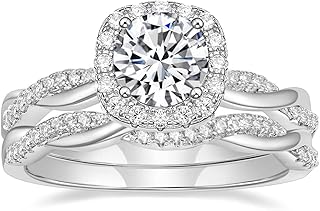 1.2ct Wedding Band for Women Bridal Rings Sets Round Cut Cubic Zirconia Halo CZ Engagement Rings Twisting Infinity Pave Set Size 4-12