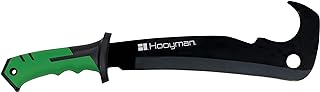 Hook ‘em Machete with Heavy Duty Construction, Ergonomic No-Slip Handle and Belt Sheath for Gardening, Land Management, Bushcraft, Hunting and Outdoor,Black/Green