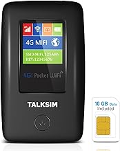 4G Mobile Hotspot with US 10GB & Global 1GB Data, Portable WiFi Hotspot for Travel in 140+ Countries, Long-Lasting 6000mAh Battery, 10 Connected Devices, No SIM Required, No Contract