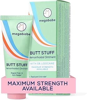 Megababe Hemorrhoidal Ointment | Max Strength with 5% Lidocaine | Rapid Pain & Itch Relief | Shrinks Swollen Hemorrhoidal Tissue | 1.25 oz