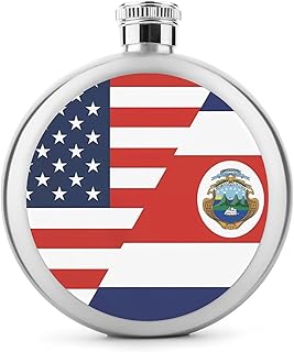 U.S. Costa Rica Flag Cute Round Flask Bottle 5 Oz Stainless Steel Portable Wine Flask with Cap for Drink Party Club Bar
