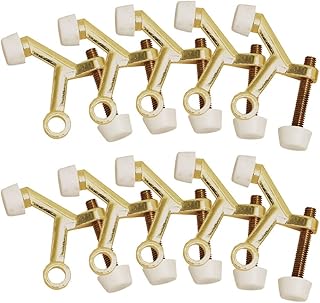 Design House Door Stops, Rubber Cushion Tips, Heavy Duty Zinc Alloy, Easy Installation, Polished Brass, 10-Pack, 2.125 in. L x 1.9375 in.H, 181768