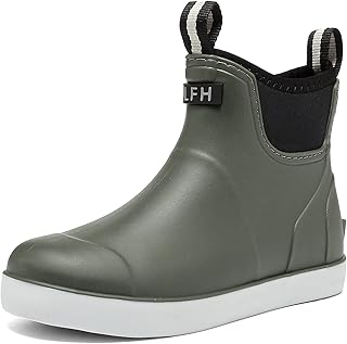 Women's Deck Boots, Rubber Rain Boots Chelsea Ankle Booties with Anti-Slip Sole Waterproof Fishing Shoes for Outdoor Work Garden Camping