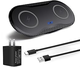 40W Wireless Charging Pad, Dual 20W Fast Wireless Charging Mat for Samsung Galaxy S25,S24,S23/Note 20/10/Buds,15W Wireless Charger Station for iPhone 17 16 15 14 13 8/SE/X/XS(Black with dapter)