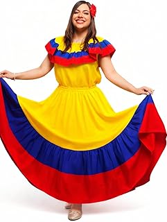 Colombian Traditional Tri-Color Dress for Women