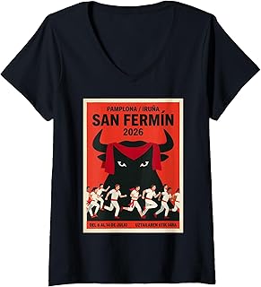 Women's Pamplona 2026 Running of the Bulls/San Fermin V-Neck T-Shirt