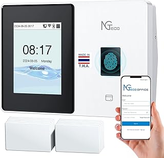 NGTeco Cloud Employee Time Clock, Fingerprint & Card Punch Machine with 2.4G/5G WiFi, 2000mAh Backup Battery, Remote APP/Web Control & AWS Secure Storage (0 Monthly Fee)