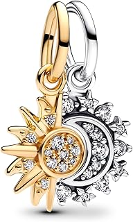 Charms Beads 925 Sterling Silver Gold Leaf Travel Friend Love Family Dangle Pendant with 5A Cubic fits for Charms Bracelets for Woman Valentine's Day Mother's Day Christmas Birthday Gift