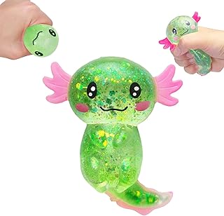 Axolotl Squishy Toy for Kids Ages 3+ & Adults, Slow Rising Sensory Fidget Toy, Cute Squeeze Toy for Desk, Classroom & Travel(Green)