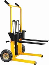 Manual Forklift Pallet Jack, 440 Lbs Capacity Hydraulic Material Lift 35" Lift Height with Adjustable Forks and Fixed Legs, Hand Truck Lift Tire Wheel